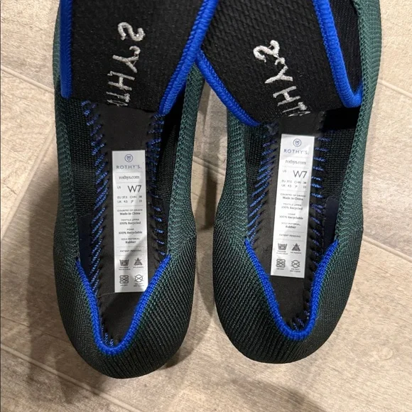 Rothy's Dark Green and Blue Trim Flats - Picture 3 of 8